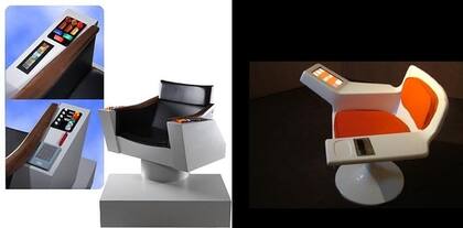 A la izquierda el sillón de Star Trek, a la derecha el sillón del Cybesyn Room