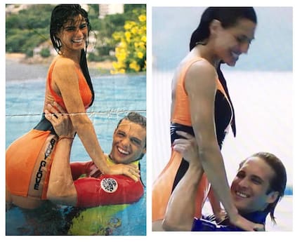 A la izquierda, la imagen de Paula Diagosti con Luis Miguel. A la derecha, la recreación de la escena en "Luis Miguel, la serie".