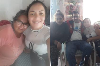 A la izquierda, la madre biológica de Florencia; A la derecha, Florencia en los brazos de su hermano tras el reencuentro