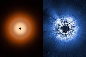 A la izquierda la observación de James Webb y a la derecha la de Hubble (Canva)