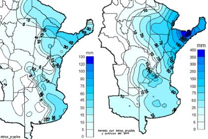 A la izquierda, lluvias acumuladas en el mes; a la derecha; precipitaciones a igual fecha el año pasado
