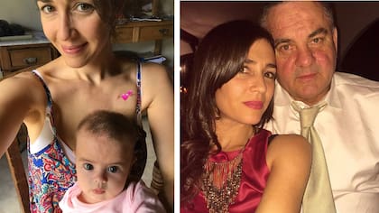 A la izquierda, Luz con su beba Helena luego de su cirugía. A la derecha, con su marido y compañero de vida Alejandro