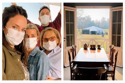 A la izquierda, Paula Chaves
junto a Dolli Irigoyen, Pamela Villar y Damián Betular. A la derecha, la imagen de la icónica carpa del programa