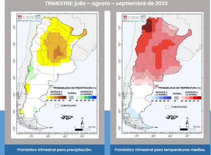 A la izquierda, un mapa sobre las lluvias julio-septiembre, que muestran precipitaciones por debajo de lo normal en varias zonas
