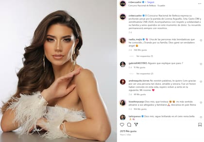 A los 28 años, murió María Lorena Argüello, candidata a Miss Universo Ecuador 2024; el comunicado