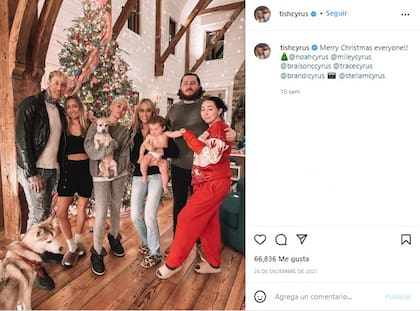 A los fanáticos les llamó la atención que Billy Ray no apareciera en las fotos familiares de Navidad de 2021 (Crédito: Instagram/@tishcyrus)