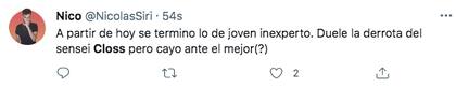 "A partir de hoy se terminó lo de joven inexperto", le dijo un tuitero a Mariano Closs