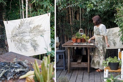 A partir de septiembre, cuando el clima acompaña, el jardín se convierte en sede de talleres donde la artista comparte sus saberes.