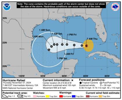 A pesar de que avanza en dirección contraria, en estados como Texas y Florida podrían presentarse tormentas fuertes