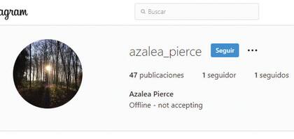 A pesar de que no tiene un perfil público en las redes sociales, su pasión por la fotografía y la ecología las vuelca en una cuenta de Instagram apócrifa, bajo el alias de “Azalea Pierce”.