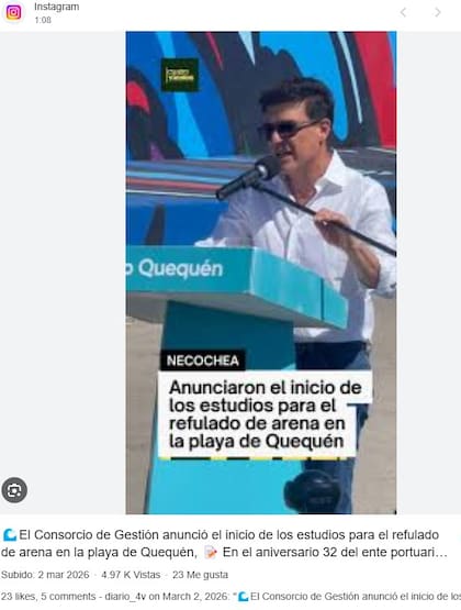 A principios de marzo, el Consorcio de Gestión había anunciado que comenzaban los estudios para refular arena en la playa de Quequén