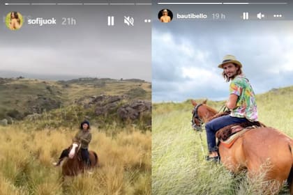 A puro paseo, ambos compartieron su paseo a caballo (Foto Instagram @sofijuok y @bautibello)