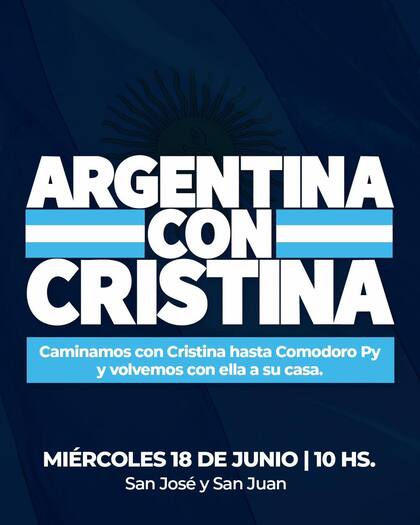 A qué hora es la marcha convocada este miércoles para acompañar a Cristina a Comodoro Py.