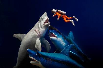 "A quince metros de profundidad", quién quiere ser testigo de la cena de estos tres tiburones