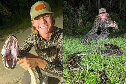 A sus 18 años, Jack Cronin logró capturar una serpiente de casi cinco metros de largo