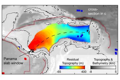 A través de imágenes de satélite y de tomografía del manto bajo el Caribe, los investigadores descubrieron que esta corriente subterránea comenzó a fluir hace ocho millones de años