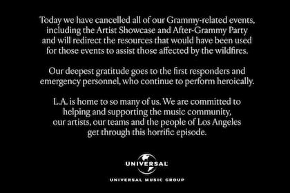 A través de un comunicado oficial, UMG anunció la cancelación de los eventos (Foto Universal Music)