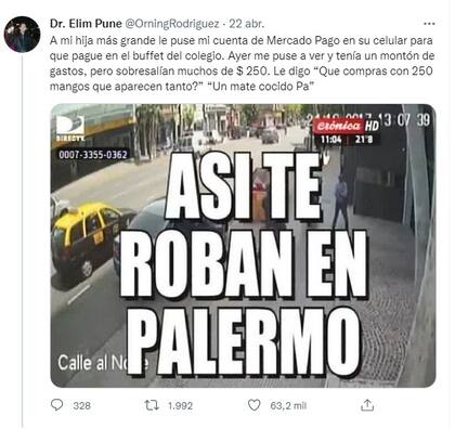 A través del resumen de su app, el hombre confirmó que a su hija le cobraban $250 el mate cocido. Se indignó y lo publicó en las redes.