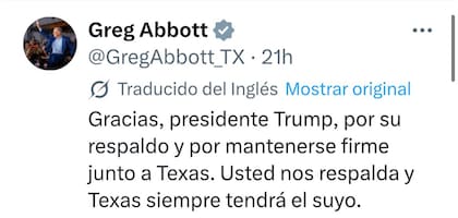 Abbott elogió el respaldo de Donald Trump