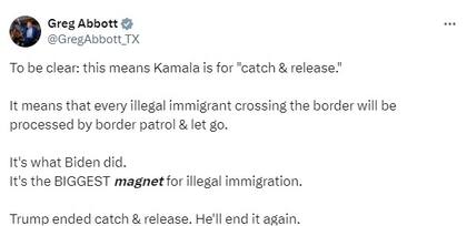 Abbott se lanzó en contra de una propuesta pasada de la candidata demócrata a la presidencia de EE.UU.