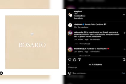Abel Pintos anunció que su hija en camino se llamará Rosario (Foto Instagram @abelpintos)