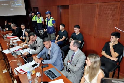 Abiel Osorio, Brian Cufré y José Florentín en el juzgado la semana pasada.