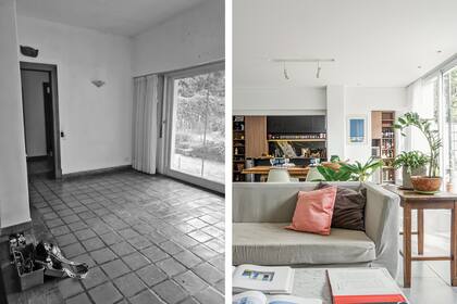Abrieron un vano para integrar la cocina al living y unificaron los pisos. Hoy, en toda la casa son de porcelanato ‘Compacta Graphite’, de Vite.