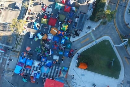 Acampe en la 9 de Julio frente al Ministerio de Desarrollo Social