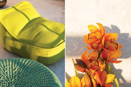 Acentos de color en una terraza de Puerto Madero