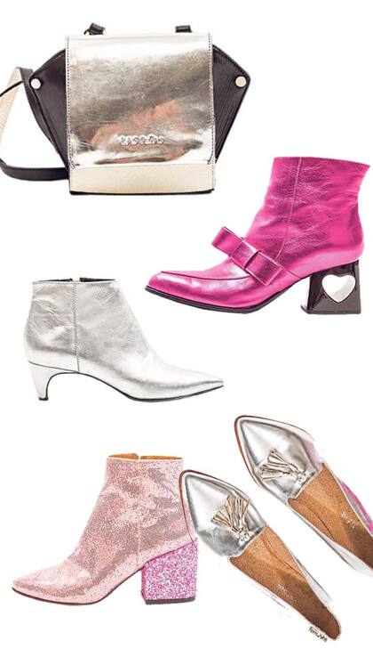 Acentos metálicos en las carteras y los pies