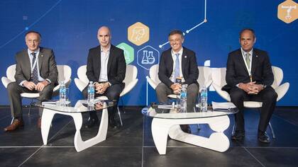 Acevedo, Larreta, Cabrera y Nougués, ayer, en la apertura de la conferencia
