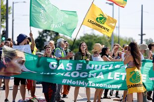 Activistas contra el cambio climático manifestan afuera del Parlamento Europeo en Estrasburgo
