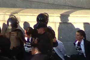 Detuvieron a activistas de Greenpeace que saltaron las rejas del Congreso