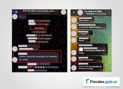 "Activo venta de ampollas de fentanilo", el mensaje que el imputado publicaba en chats de grupos de Telegram