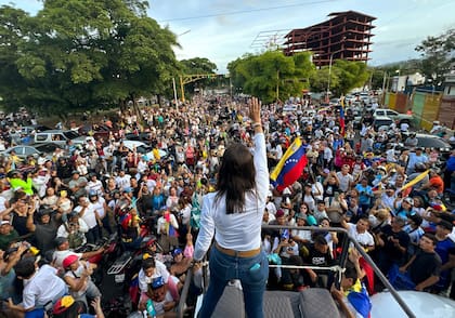 Acto de campaña de la líder opositora María Corina Machado en San Cristobal, estado de Tachira state,. (Photo bySchneyder Mendoza / AFP)
