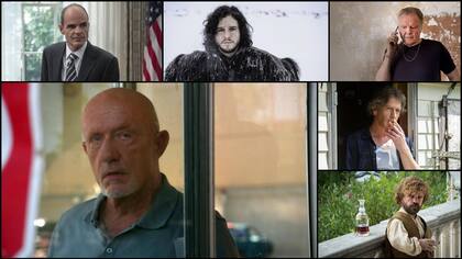 Actores nominados en drama, en categoría secundaria: Michael Kelly, Kit Harington, Jon Voight, Jonathan Banks, Mendelsohn y Peter Dinklage