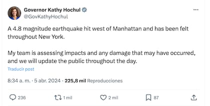 Actualización sobre el terremoto en Nueva Jersey
