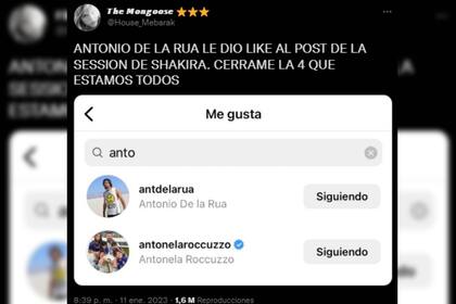 Además de Anto Roccuzzo, Antonio apoyo a Shakira (Captura Twitter)