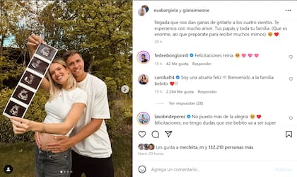 Además de Caro Baldini, distintas figuras del espectáculo felicitaron a los flamantes padres (Foto: Instagram @evabargiela)