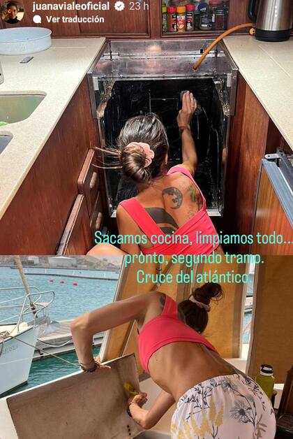Además de cocinar y Juana Viale también se encarga de la limpieza de la embarcación