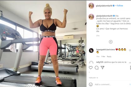 Además de dieta, Gladys realiza un duro entrenamiento físico