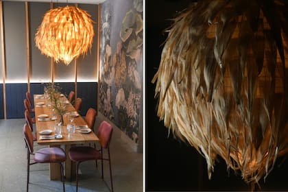 Además de funcionar como pieza de arte y decorar, las lámparas difuminan luz tenue y aportan al ambiente distendido