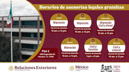 Además del tema migratorio, los abogados del consulado también brindan asistencia en materia penal, civil y laboral (X/@ConsulMexHou)