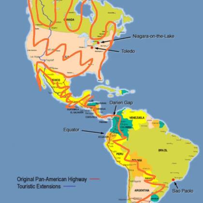 Adriana hará Florida-Alaska-Tierra del Fuego y eligió una ruta zigzagueante que estima le demorará 4 años recorrer.