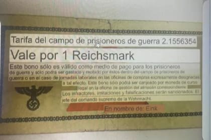 Billetes de la Alemania nazi que eran utilizados en los campos de prisioneros.