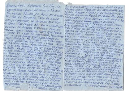 AEROGRAMA DE LUIS MAZA A SU FAMILIA. Lo escribe mientras es prisionero de guerra a bordo de un buque inglés.