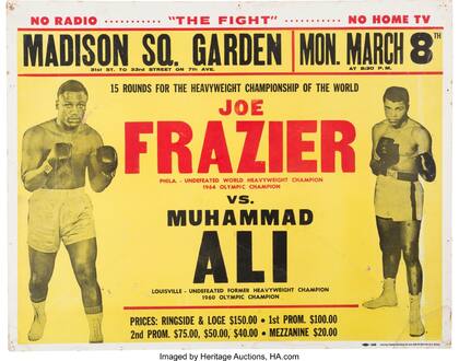 Afiche de difusión del combate en el neoyorquino Madison Square Garden, inaugurado pocos años antes.