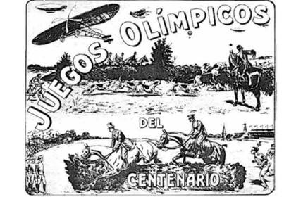 Afiche de los Juegos Olímpicos del Centenario, cuyas actividades atléticas se desarrollaron en La Sportiva