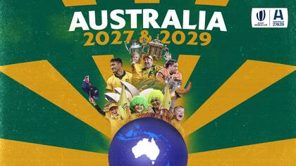 Afiche de los mundiales de rugby de Australia 2027 y 2029