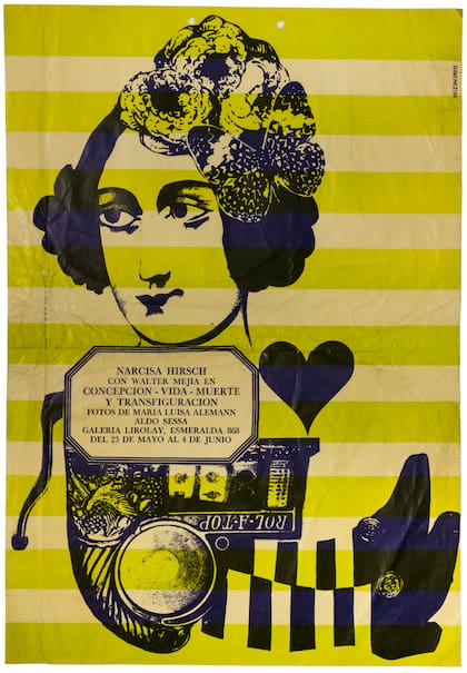 Afiche diseñado por Edgardo Giménez de la muestra Concepción, vida, muerte y transfiguración (1966)